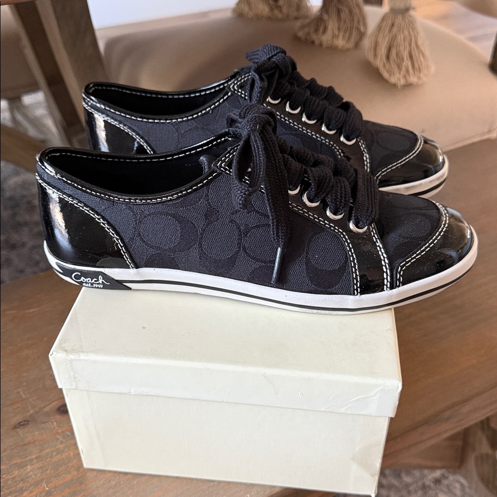 Coach Women's Black Patent Sneakers